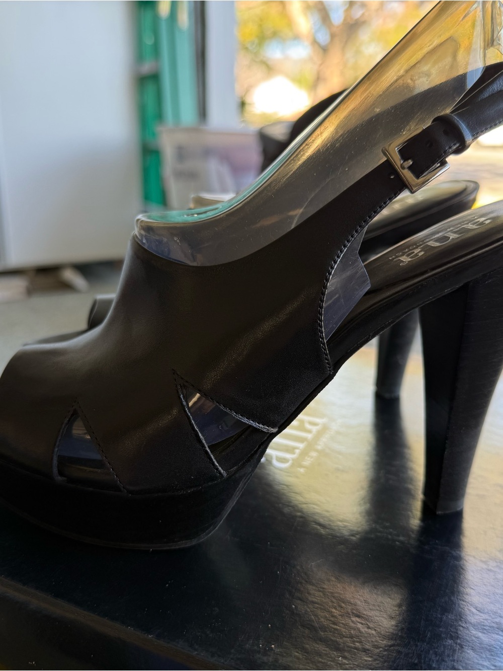 a.n.a Black Platform Slingback Pumps